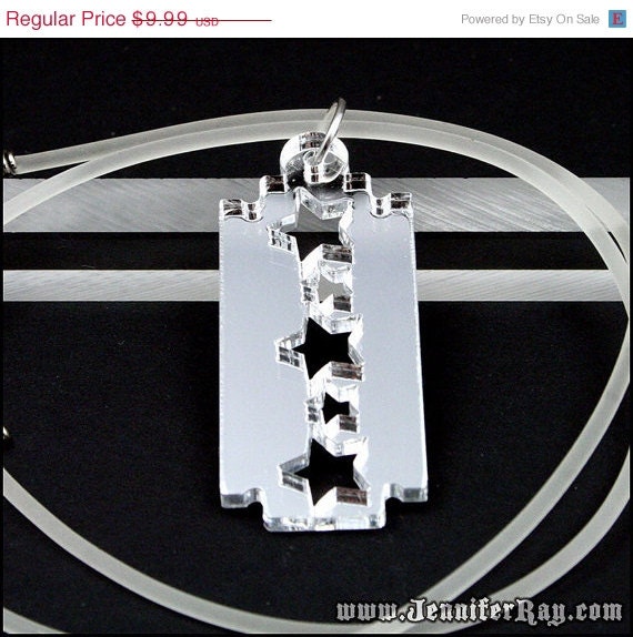 On Sale Star Mirror Razor Blade Laser Cut Acrylic Necklace