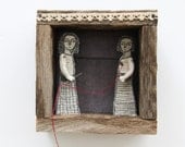 hand embroidery diorama- the mender textile art fiber art