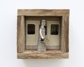 hand embroidery diorama- girl with tintypes textile art fiber art