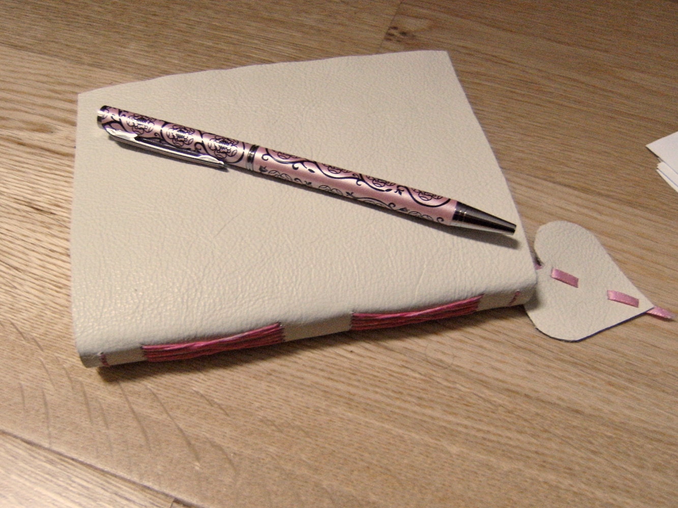 French Romance Cream Leather Longstitch Journal