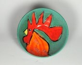 Key West Rooster Bowl - Single Serving Cereal  Bowl - Ice Cream Stoneware Bowl