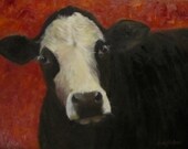 Cow Portrait Painting of Minnie 16x20 Original Oil on Canvas