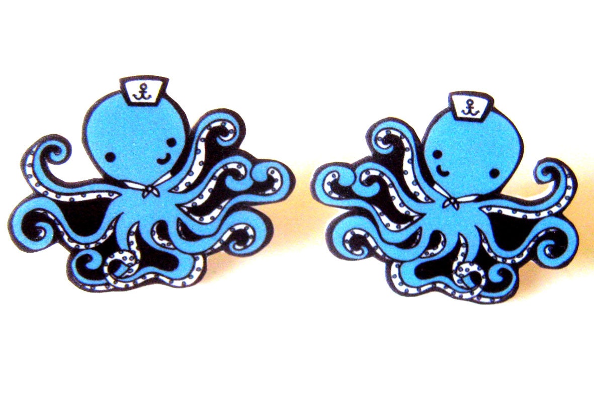 Sailor Octopus Earrings - super cute & Kawaii - by Dolly Cool