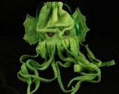 CTHULHU Ed Dice Bag- gadget bag- wristlet purse- drawstring pouch /DnD Warcraft  SciFi Convention Lovecraft fans magic cards-made to order