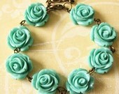 Flower Bracelet Turquoise Jewelry Rose Bracelet Rose Jewelry Aqua Bracelet