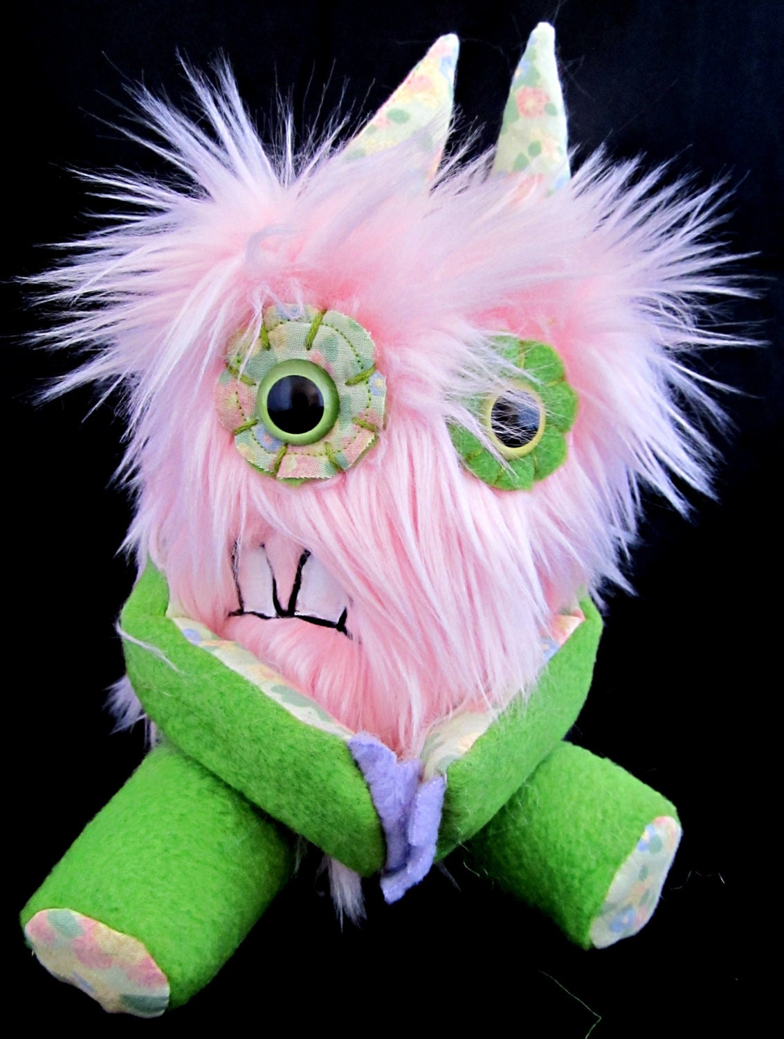 Plush Monster Mini (Soft Pink) handmade one of a kind stuffed doll plushie