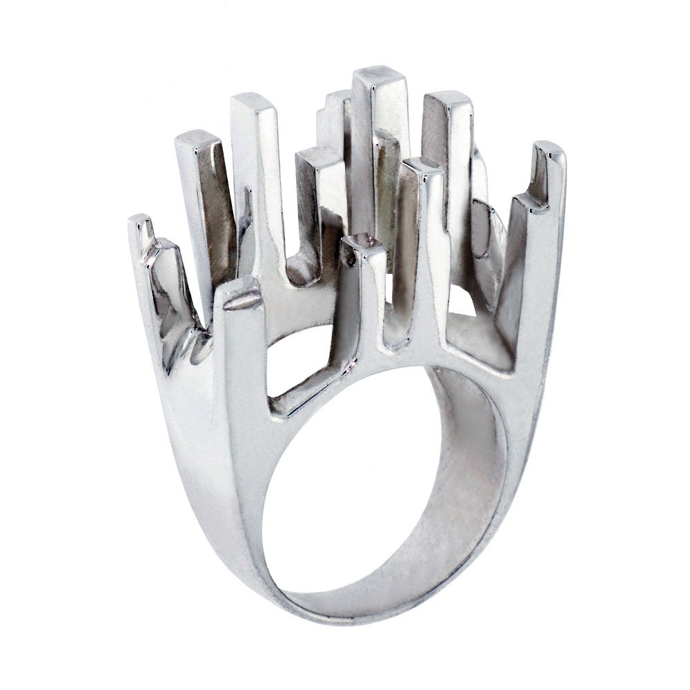 NEW YORK Unique Sterling Silver Ring, Large Silver Ring, Contemporary ring, Designer ring,  Italian Jewelry
