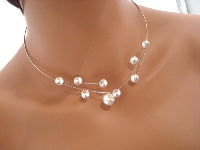 Floating crystal necklace, bridal necklace, bubble necklace, Swarovski crystal jewelry, wedding jewelry, bridesmaid necklace