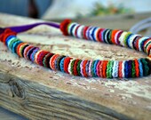 Color Block Crochet Necklace. Long or Short