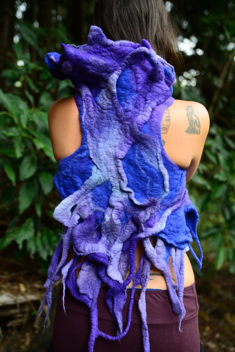 Felt Melted Sea Witch And Mystical Creatures  Of The Deepest Darkest Oceans Seamless Vest OOAK