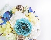 Tiffany Blue Bridal Bouquet Cream Brown Silk Wedding Flowers Set