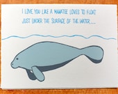 I Love You Manatee blank greeting card