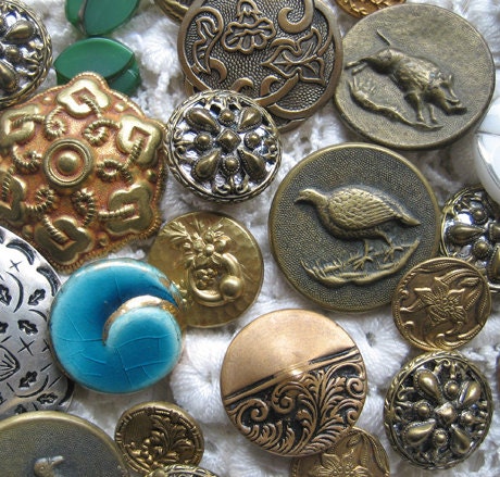 Antique button lot, French, 27 pieces, 1910 to 1930