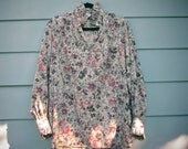80s Christian Dior Vintage Designer Floral Blouse