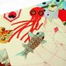 Tangled 8x10 color art print - drawing watercolor mixed media girl and japanese kites