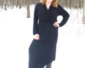 SALE - My Everything Long Sleeve Wrap Dress - Size L - XXXL - Black Bamboo