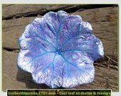 The fairy's umbrella and the birdies' bath (no. 5) - Indian Rhubarb leaf cast into a concrete leaf birdbath/feeder on a pole (Leaf 1277)