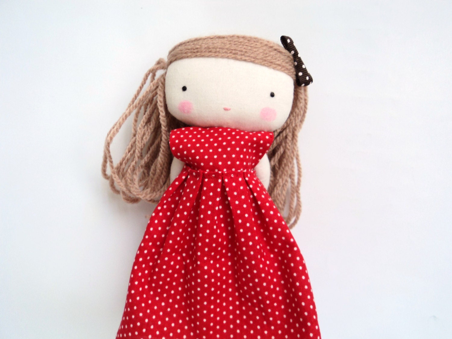 isabella rag art cloth doll polka dots red dress made to order