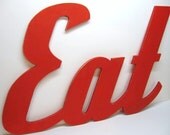 Huge Eat Sign - 32 X 21 - Retro Style - Wood Wall Decor - Kitchen - Restaurant - Diner - Painted Red - Huge