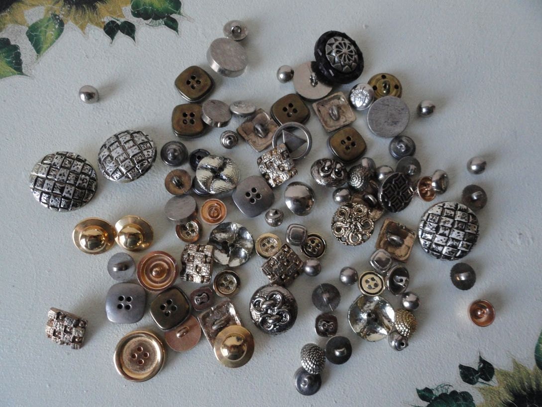 Vintage Metal and Plastic Buttons Unique