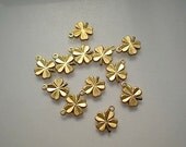12 tiny brass clover/shamrock charms