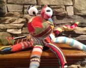 Recycled wool octopus /squid plush felted sweaters art doll