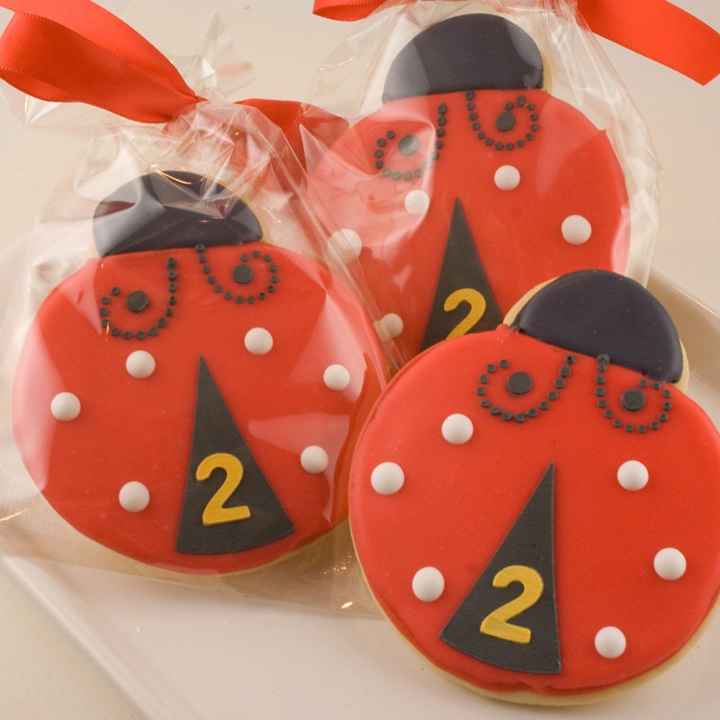 Ladybug Cookie Favors (12 favors, bagged & bowed)