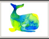 wise whale watercolor print: 8.5 x 11