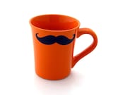 Mustache Mug Moustache Mug Etsy Orange Double Sided Kiln Fired