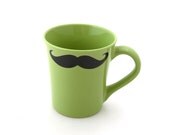 Mustache Mug Moustache Mug Lime Green Double Sided Kiln Fired