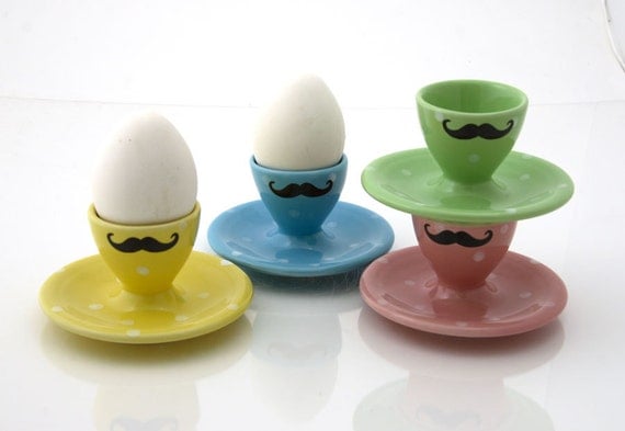 mustache easter egg cups set of four