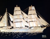 GUAYAS Ecuador TALLSHIP handmade with rice straw.  Collectible leaf art