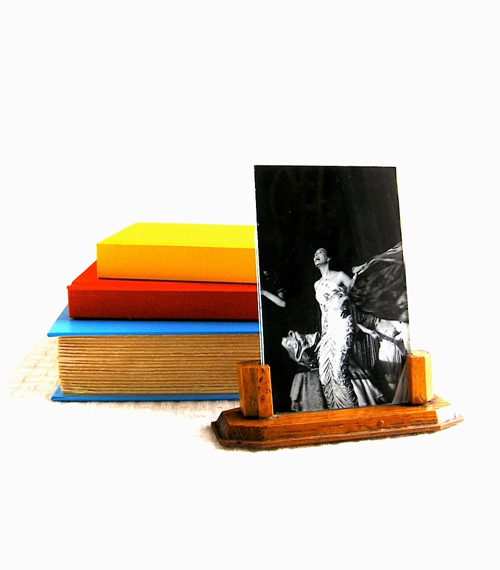antique oak picture frame - honey color quarter sawn oak w/ glass plates - small picture frame