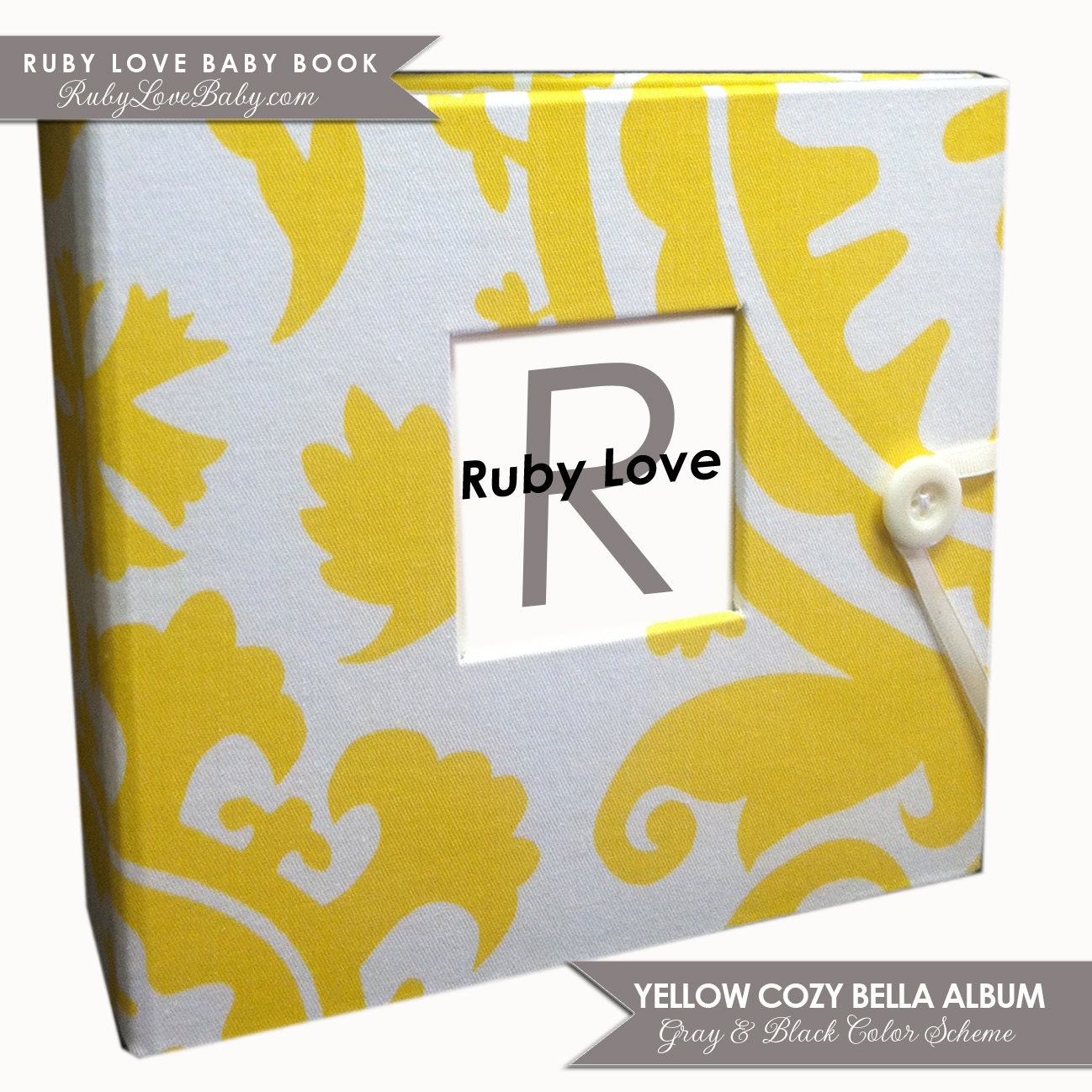 Brand New// Spring 2013 "Cozy Bella" Yellow and White Album . Ruby Love Modern Baby Book