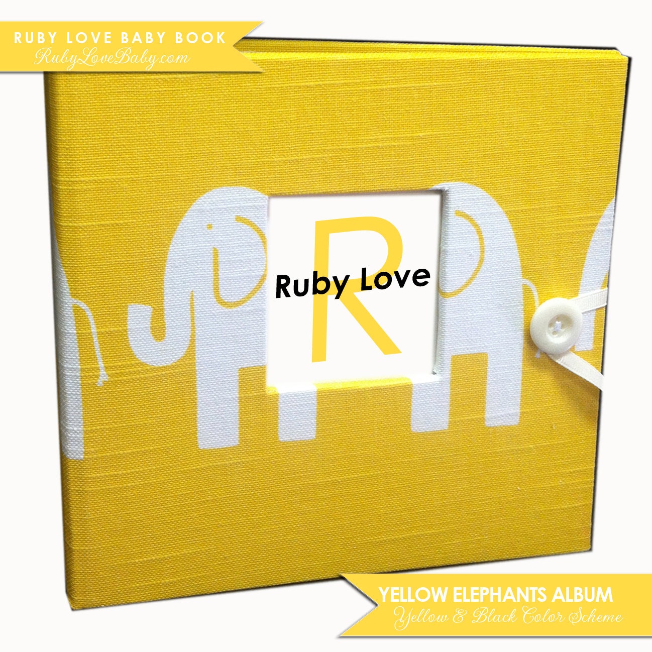 Brand New// Spring 2013 Mod Yellow Elephants Album . Ruby Love Modern Baby Book