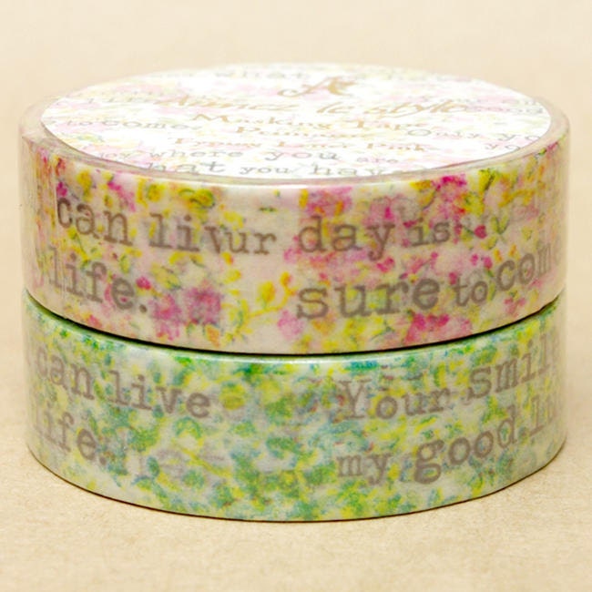 Aimez Washi Masking Tape - Typewriter Floral in Pink or Blue