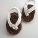 Crochet Baby Sandals - Crochet Flip Flops / Summer Shoes / Crochet Cotton Baby Booties / Baby Flip Flops Brown Sandals Size 3 - 6 months