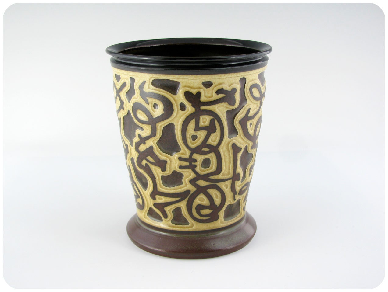Etched Porcelain Mint Julep Glass Tumbler With Calligraphic Design