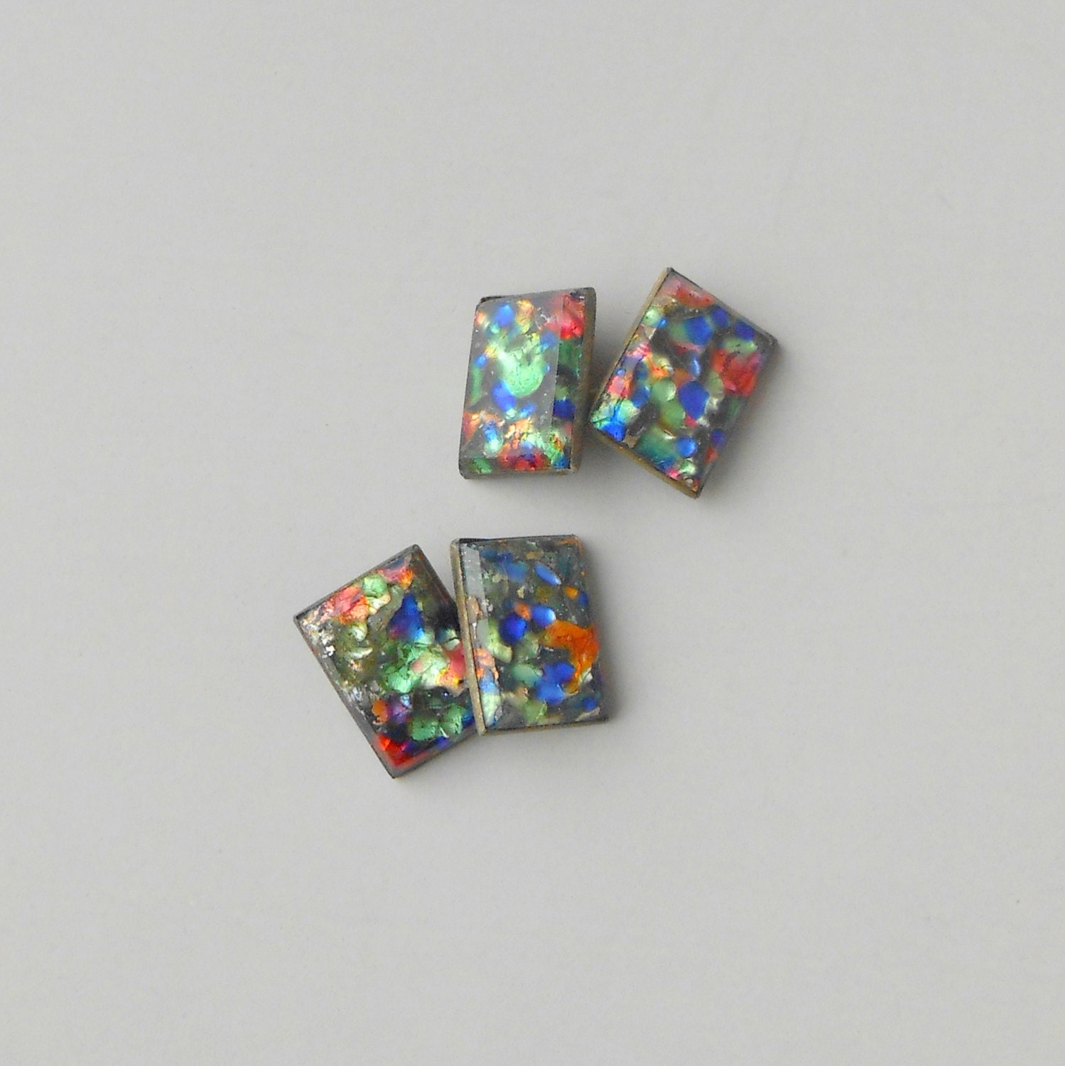 Foil Glass Cuff Links. 1920s. Signed.