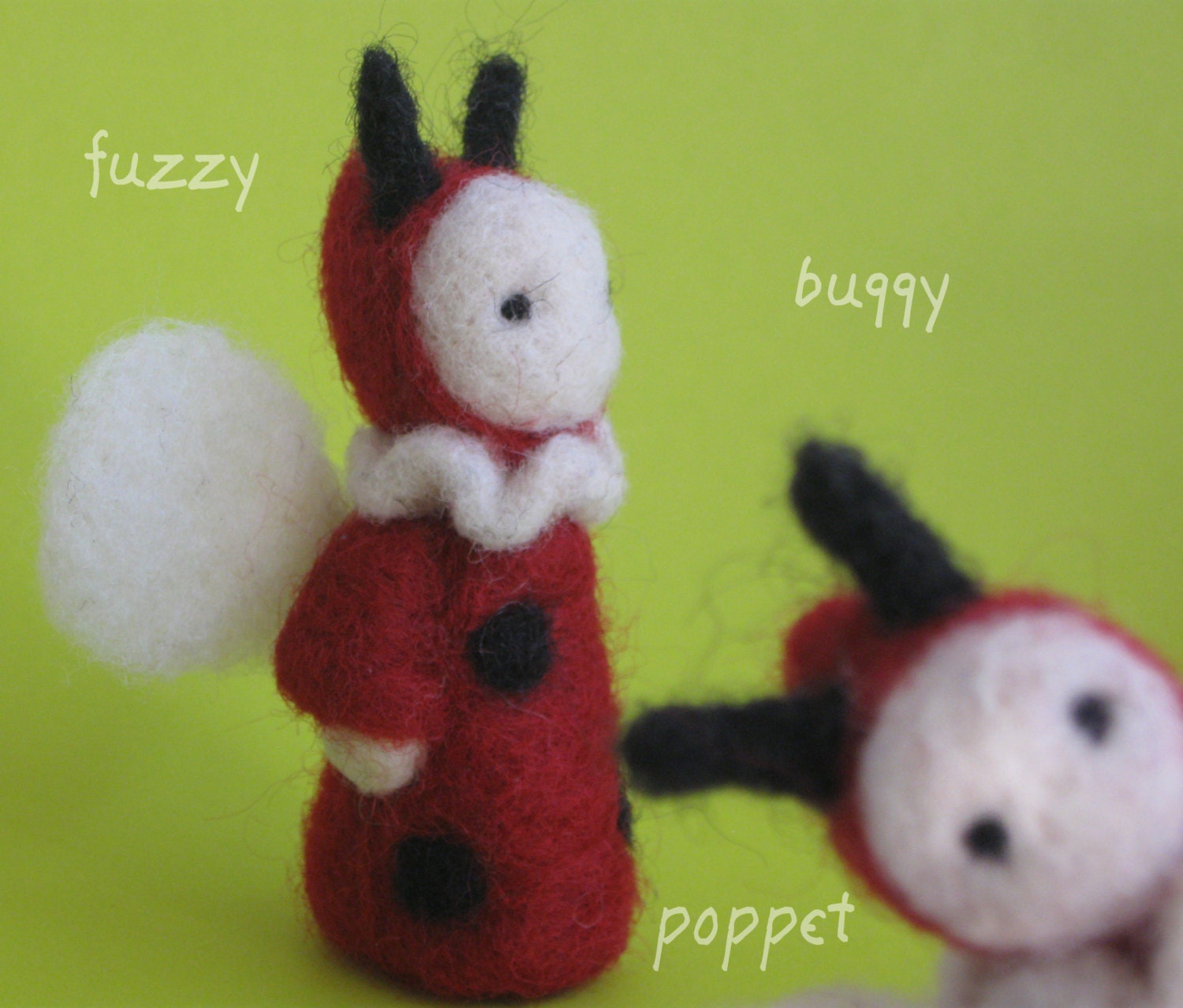 Needle Felted Lady Bug Poppet is soft and squeezable