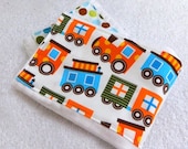 SALE Baby Burp Cloth - Trains on White