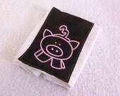 SALE Pink Pig on Brown Burp Cloth