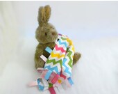 SALE Chevron Ribbon Lovey - Baby Blanket - Pink, Green, Blue, & Yellow