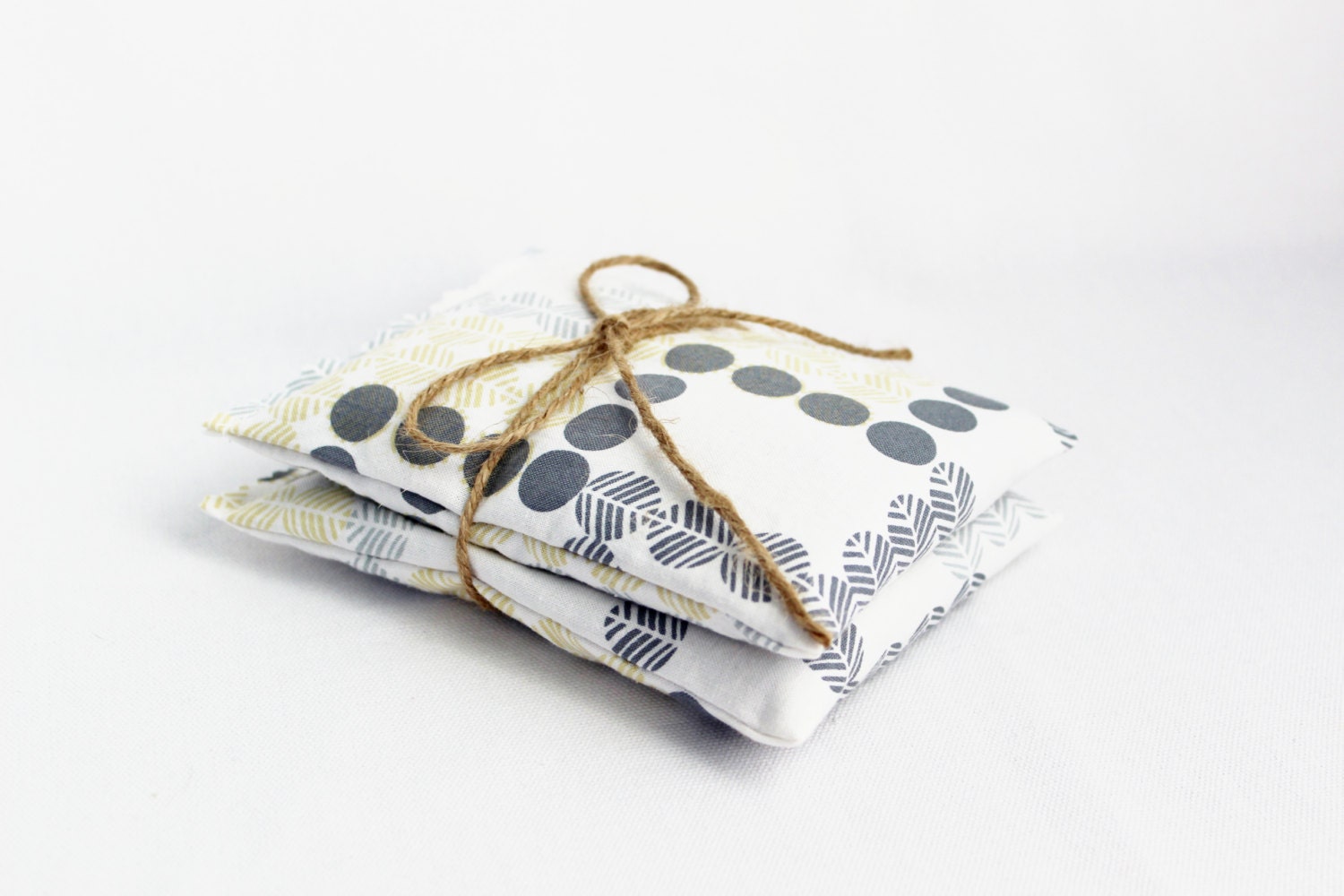 Geometric Lavender Pillow Sachets - Modern Dots - Grey Yellow White - Scented Drawer Sachets