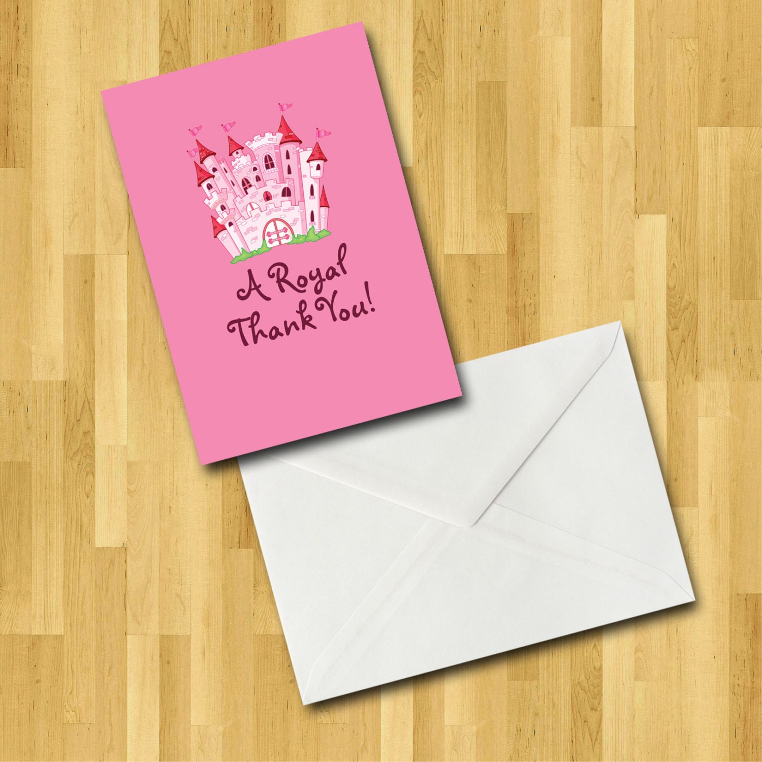 Set of 15 Princess Castle birthday party thank yous, envelopes and seals - printed on cardstock