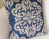 Ikat Pillow Cover Indigo Blue Decorative Throw Pillow Accent Cushion