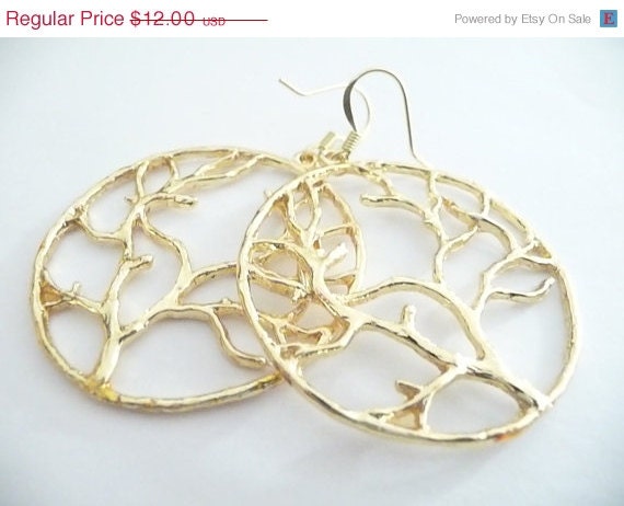 ON SALE Gold Tree of life earrings