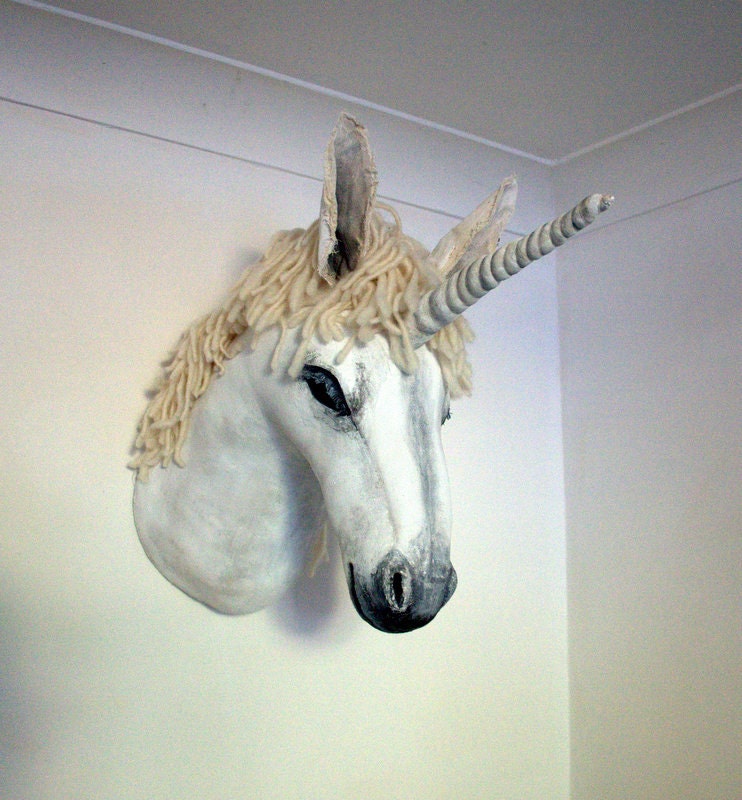 Fabric Taxidermy unicorn trophy head
