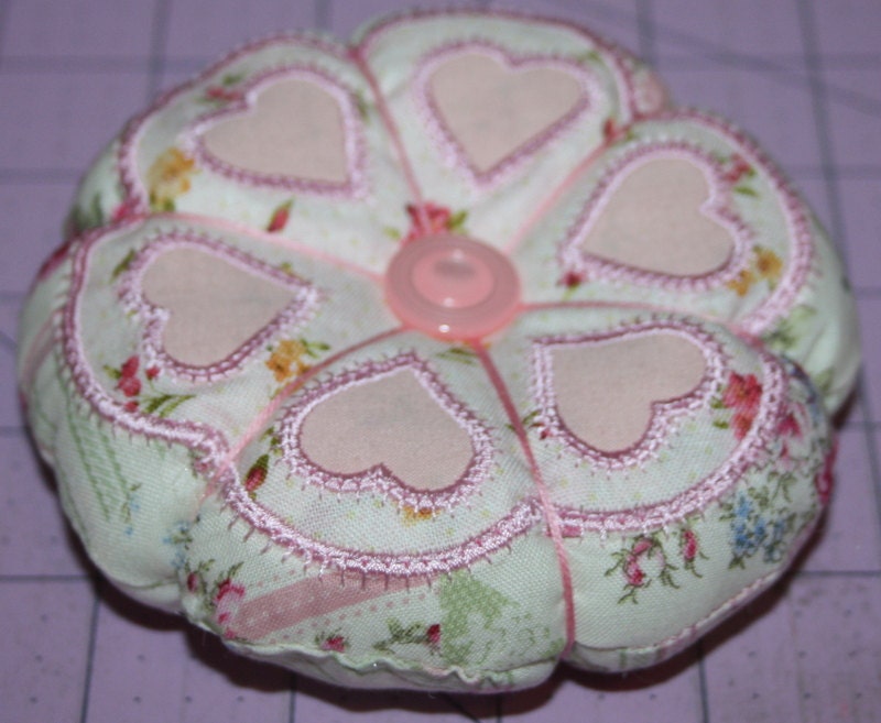 Shabby Chic Hearts Pin Cushion