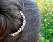 Made to Order Metal Hair Fork - Copper and Rhinestone, hair pin, hair stick